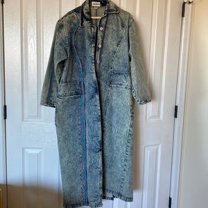 Custom painted duster jean coat,